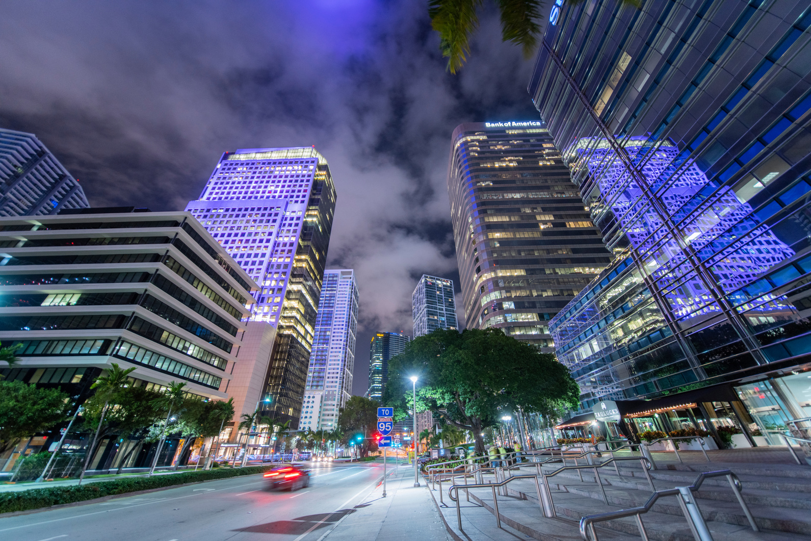 Brickell Avenue Miami, by Night.